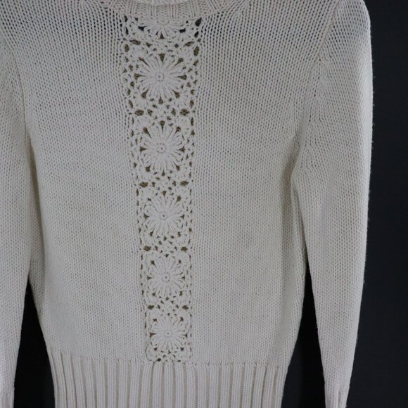 The Limited Wool Sweater Womens M White Grannycore Boho Hippie Transitional Work - Picture 5 of 14